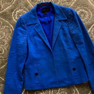 Nina McLemore Size 8 Blue Blazer Jacket Modern Open Front Stretch Office Comfort